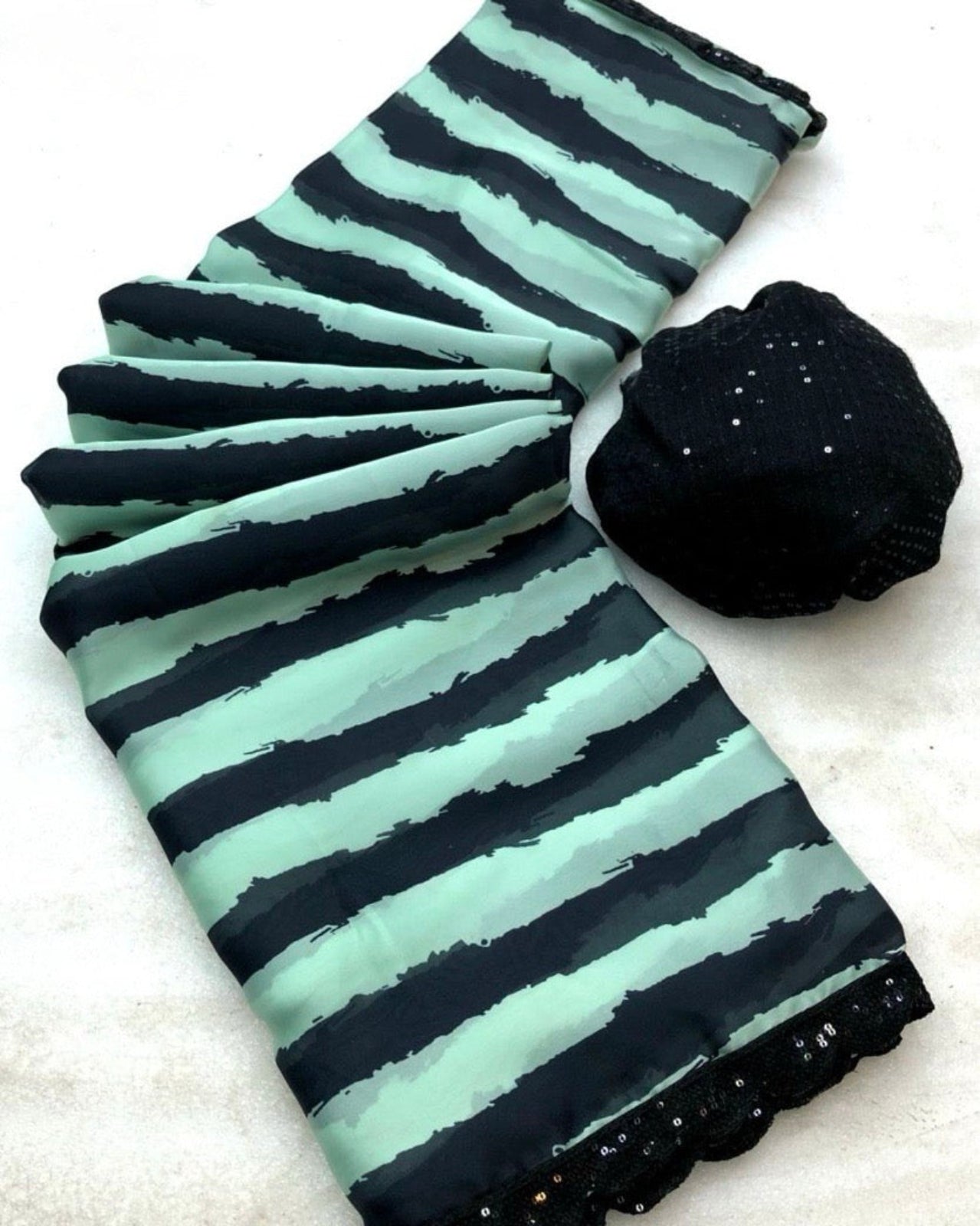 Baby Blue & Noir Satin Party Saree