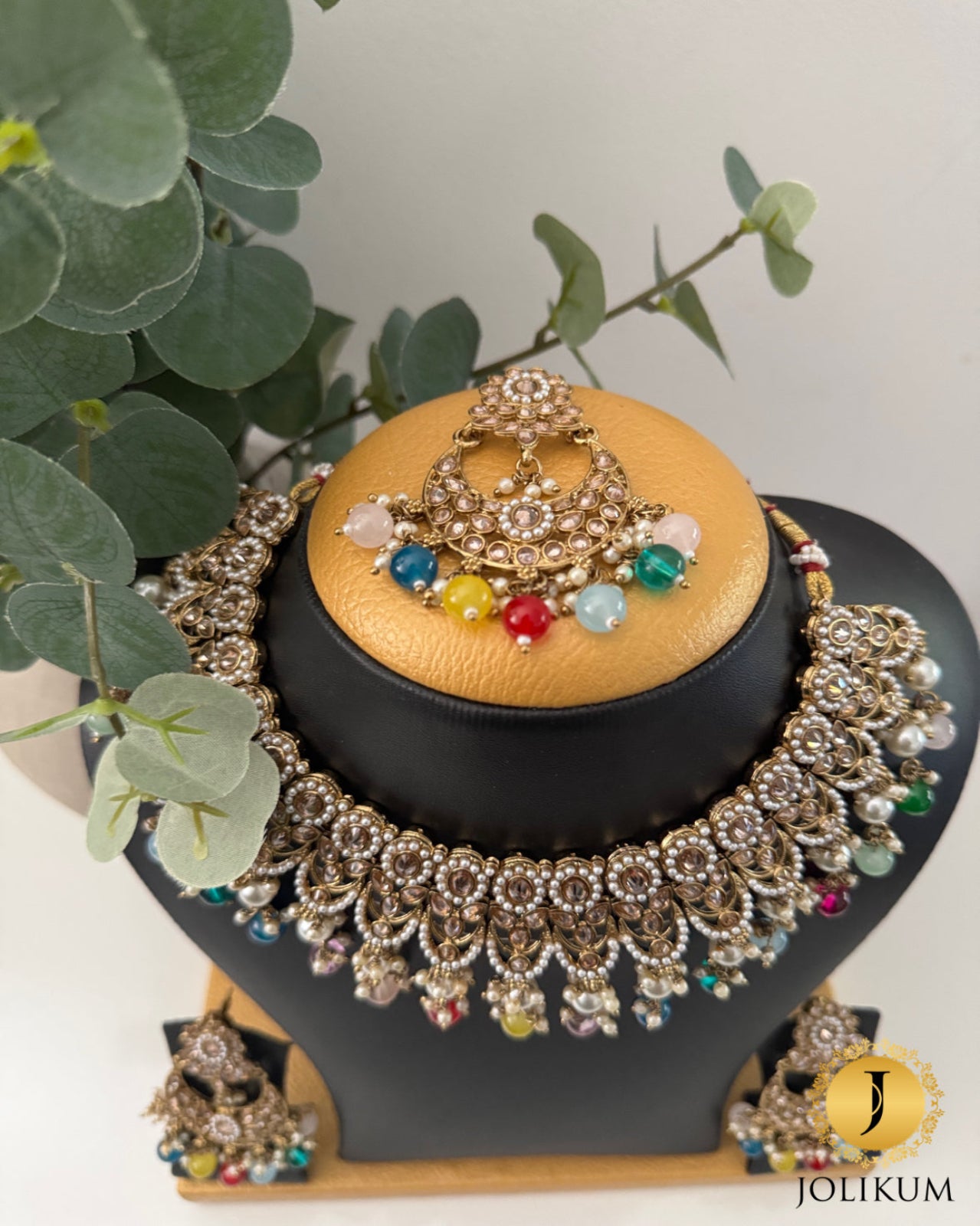 Multi Coloured Polki Choker Set