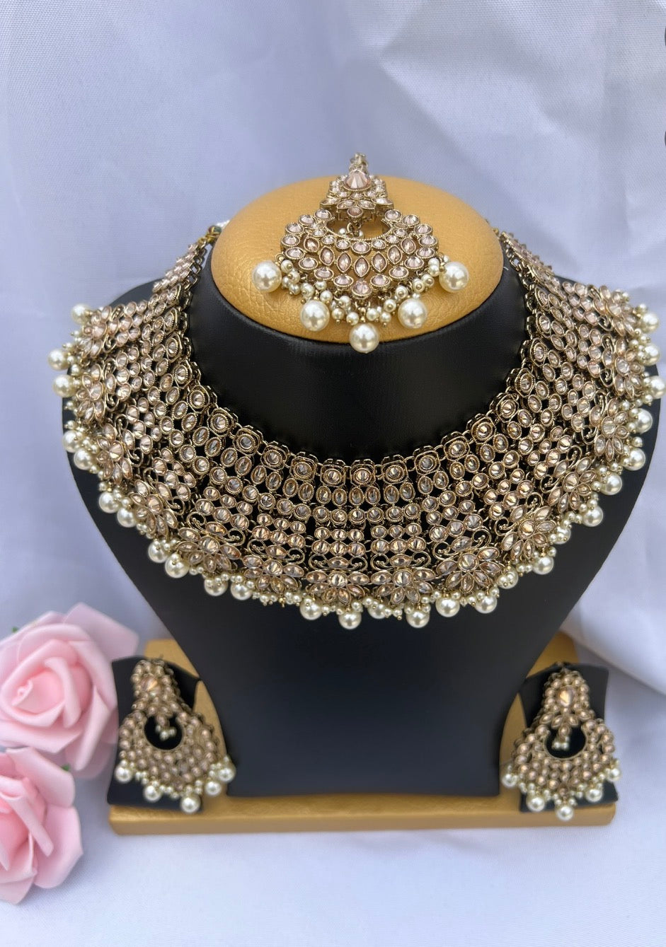 Tara Premium Champagne Kundan Bridal Jewellery Set