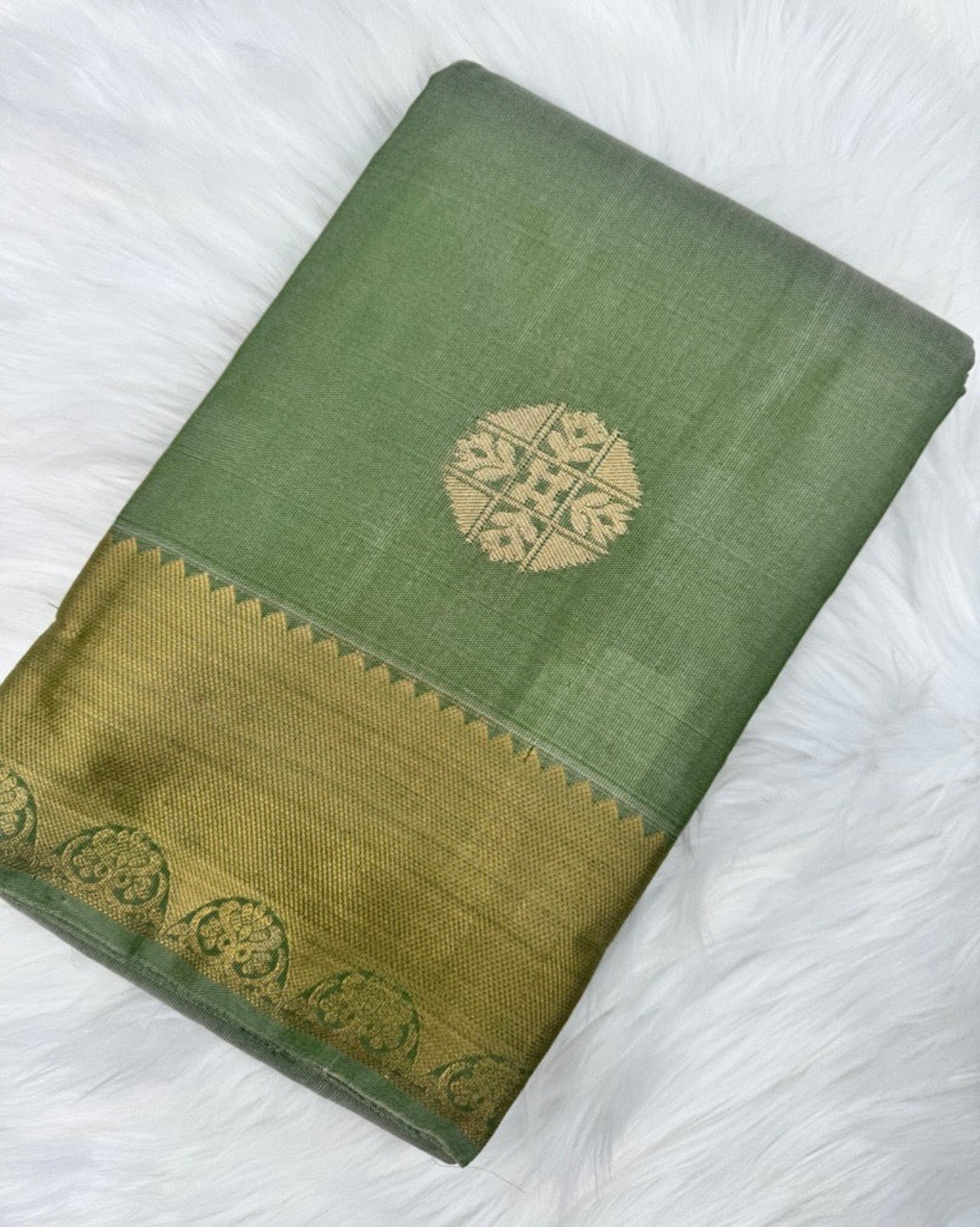 Lime Green Semi-Silk Saree with Dark Green Border