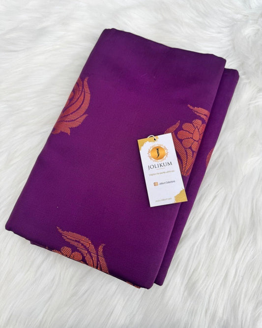 Purple Semi Silk Saree with Rose Gold Motifs