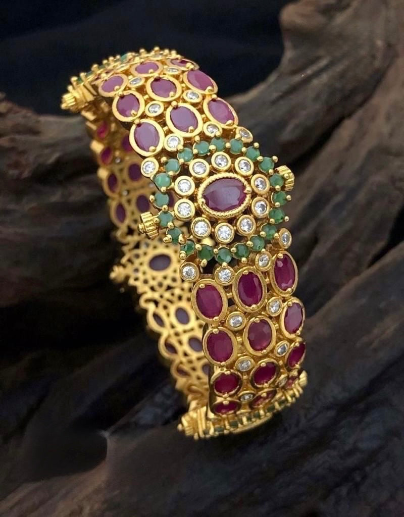 Ruby & Emerald Gold Bangle