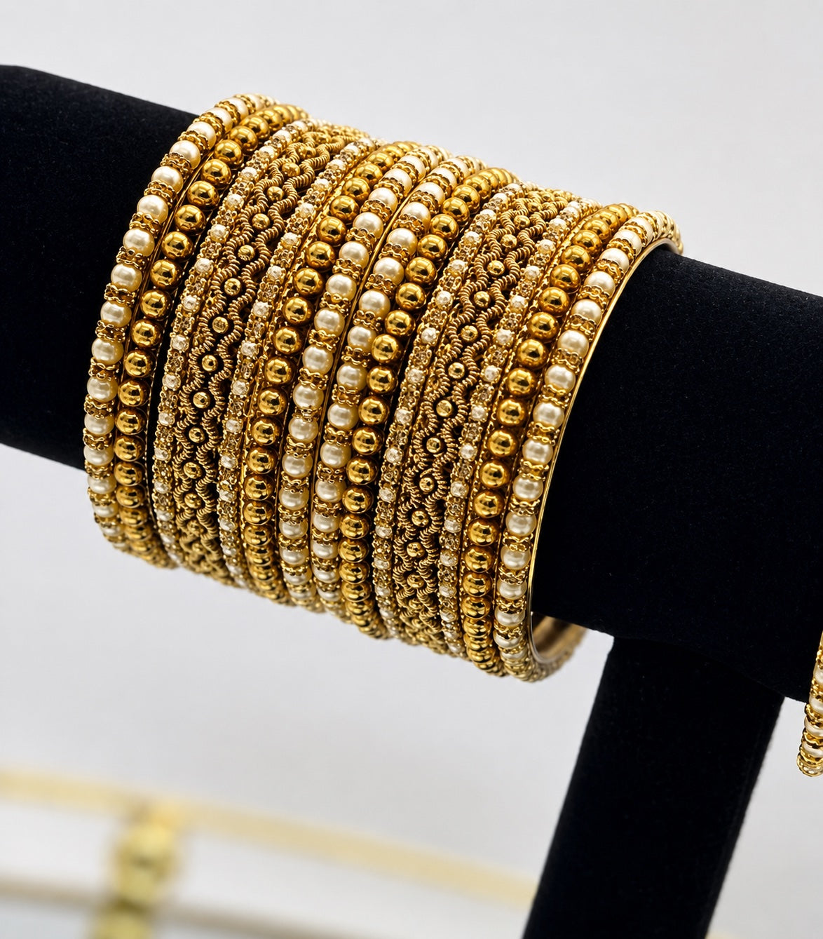 Regal Pearl & Gold Bangle Set