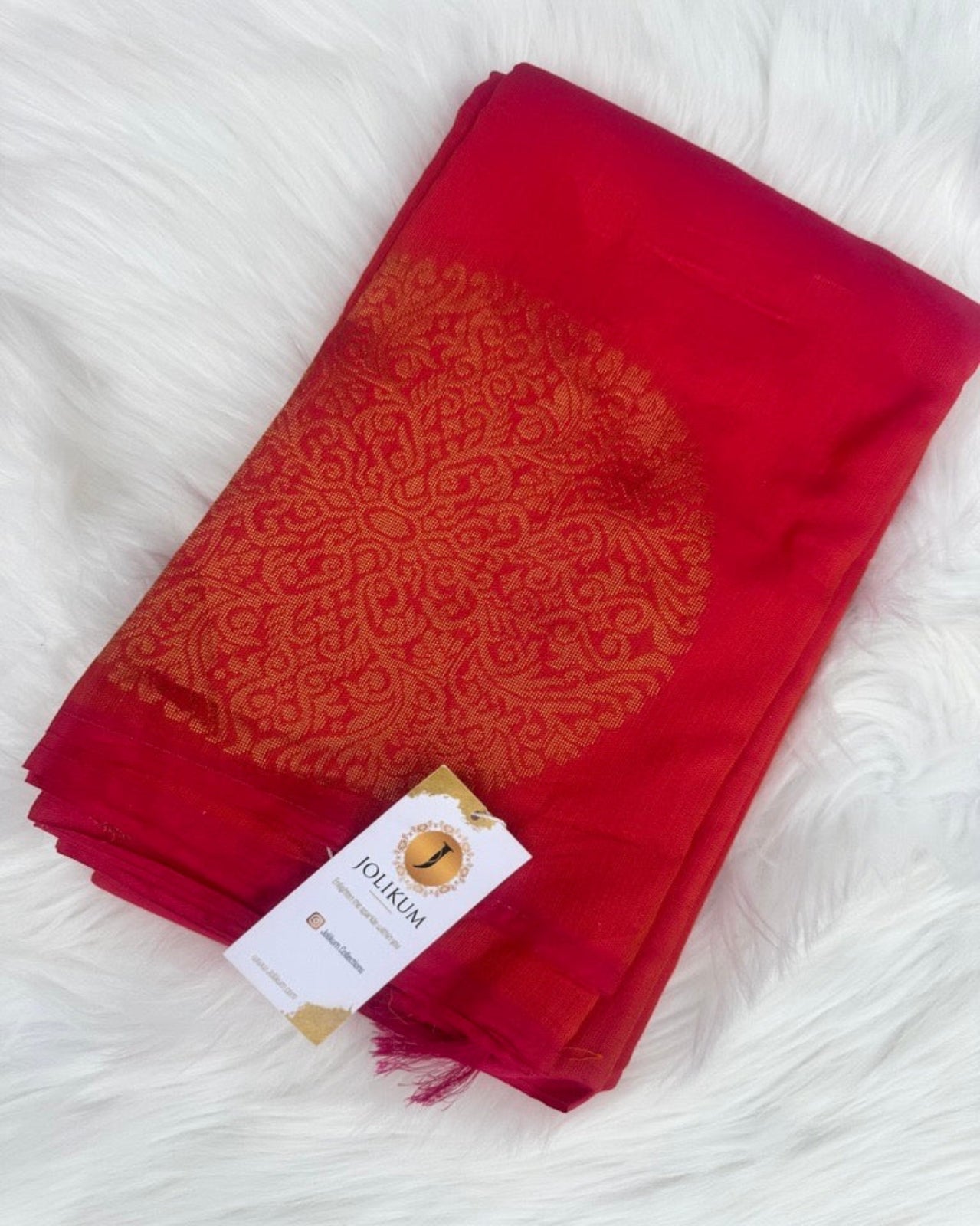 Classic Red Cotton-Silk Saree with Round Butta Motifs