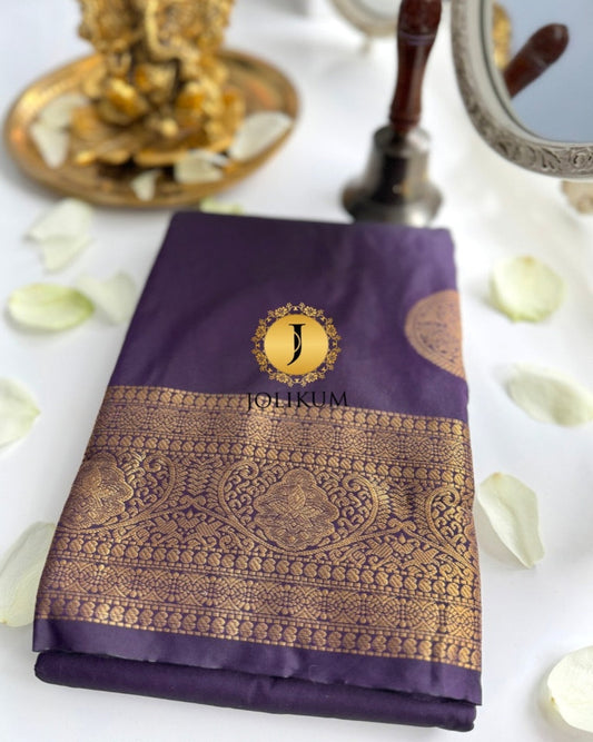 Majestic Dark Purple Semi Silk Saree