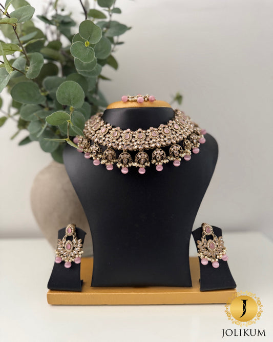 Pink Polki Choker Set