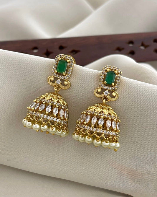 Stunning Emerald Gold Jhumkas
