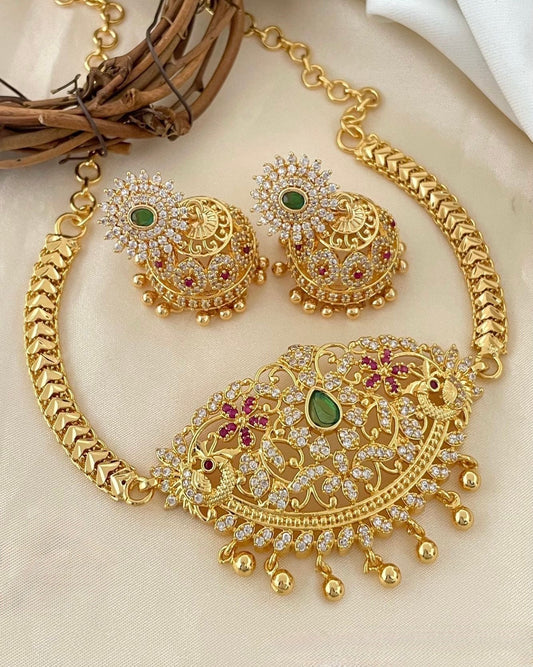 Gold choker With Jhumka