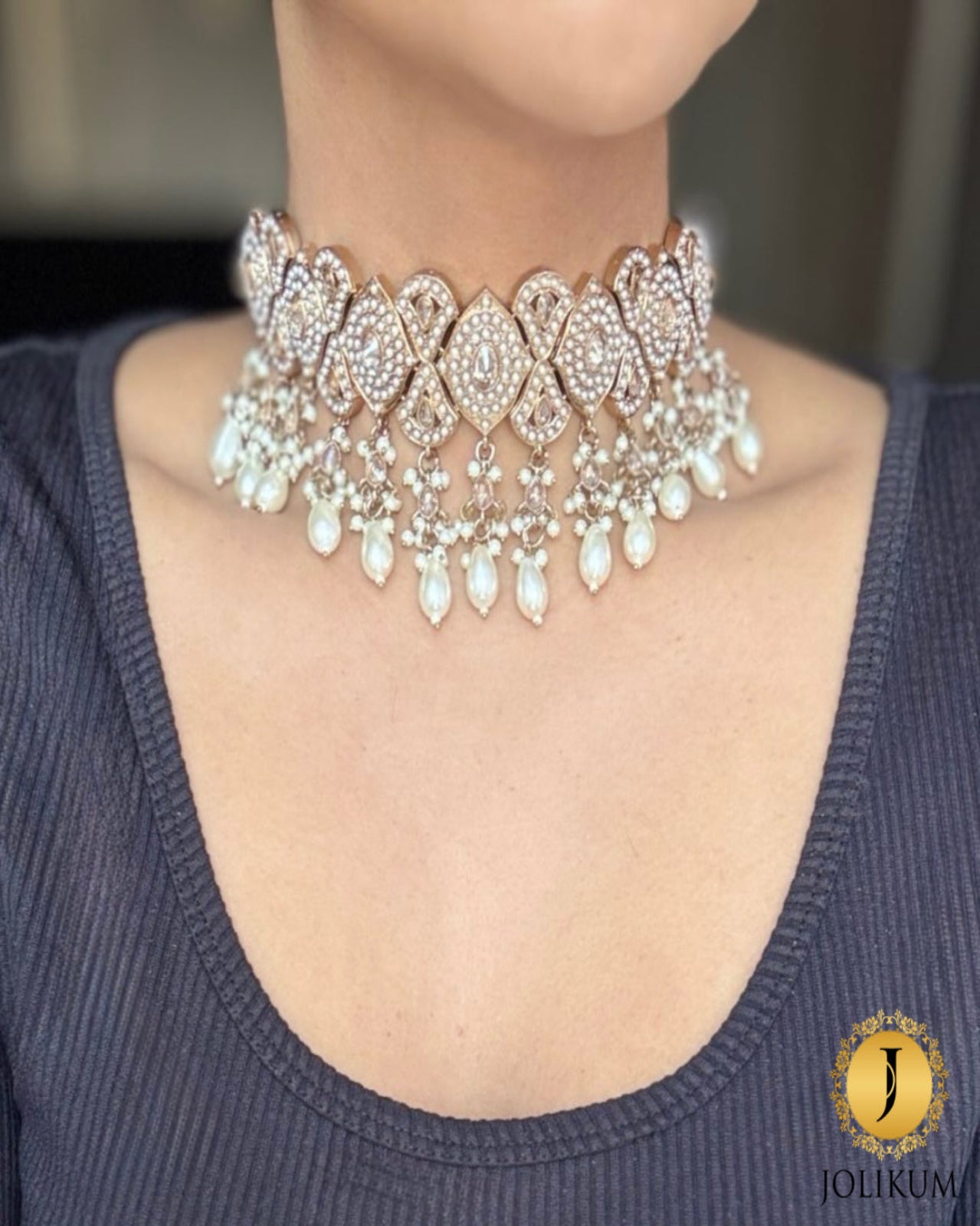 White Polki Choker