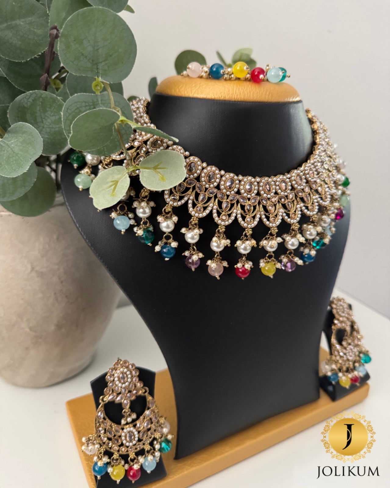 Multi Coloured Polki Choker Set