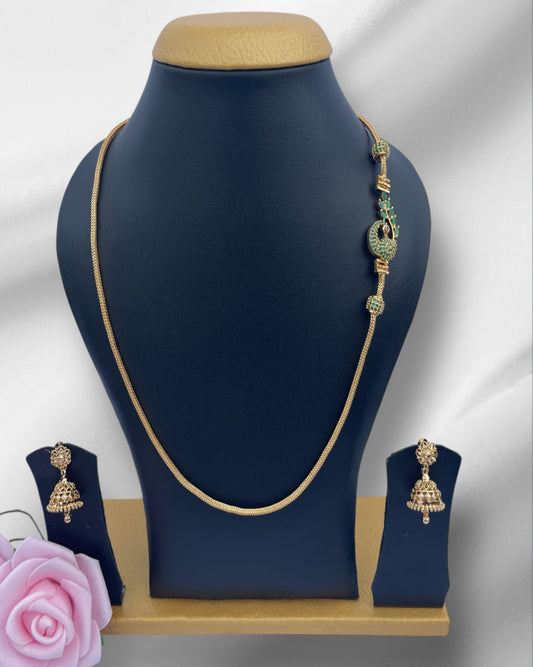 Emerald Elegance Peacock Pendant Necklace
