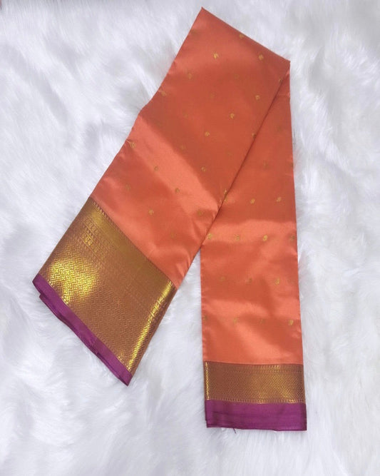 Vibrant Orange Semi-Kanchi Saree with Rich Gold Border
