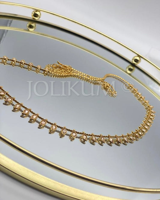 Elegant Indian Necklace with Hanging Teardrop Stones