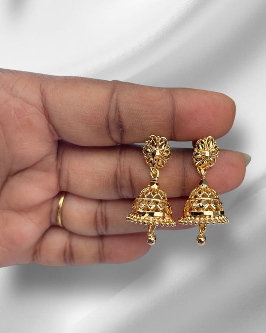 Graceful Gold Jhumka with Center Bead