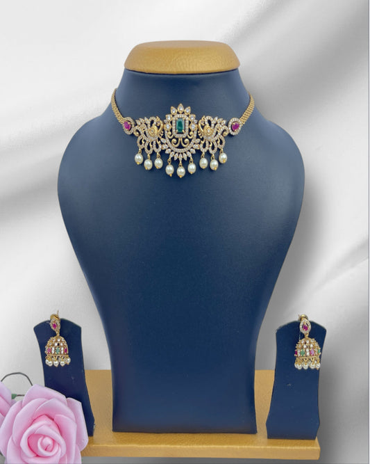 Emerald Majesty Gold Choker Set