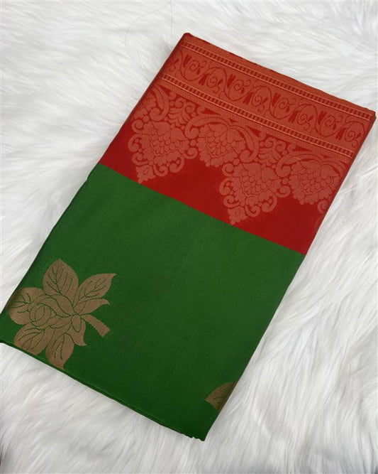 Green Saree with Red Pallu
