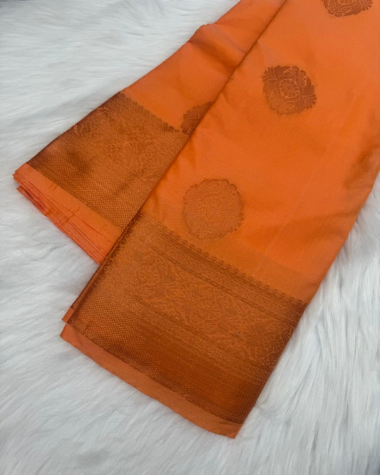 Orange Saree with Copper Zari