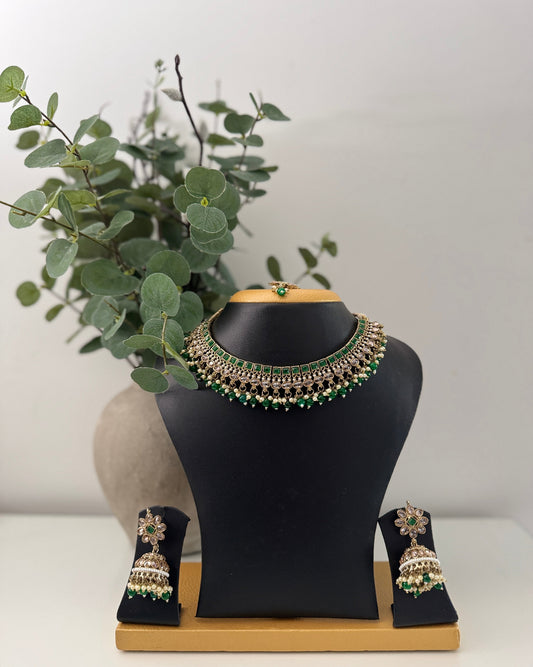 Royal Dark Green Emerald Choker Set