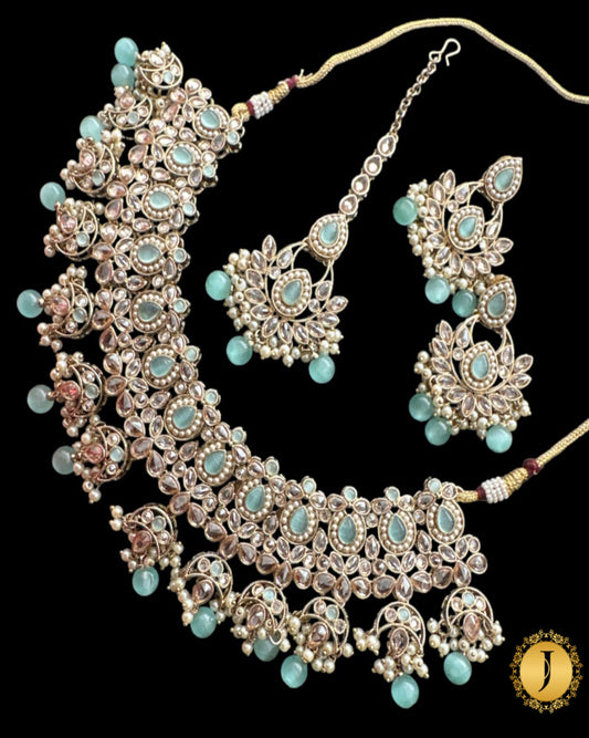Mint Green Kundan Bridal Jewelry Set