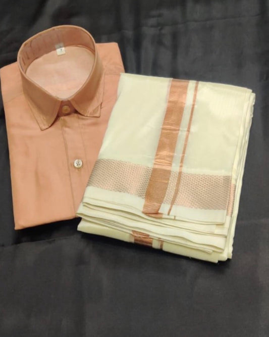 Rose Gold Dhoti & Shirt Set