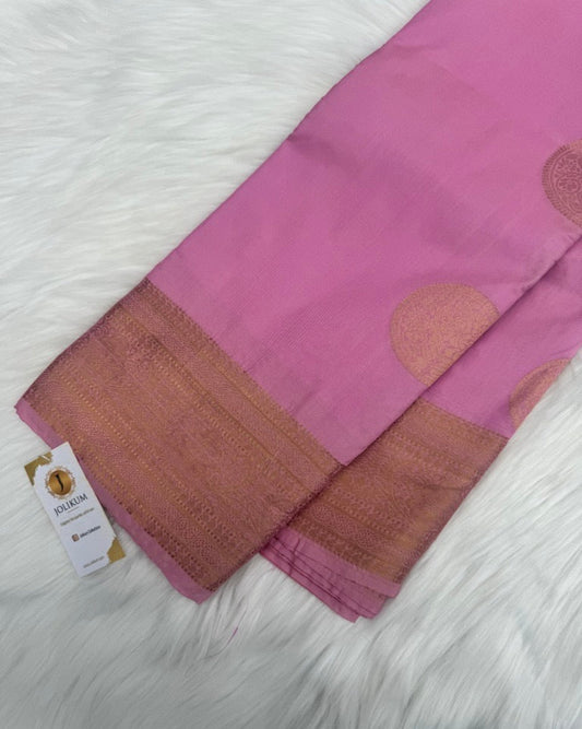 Candy Pink Saree with Rose Gold Motif