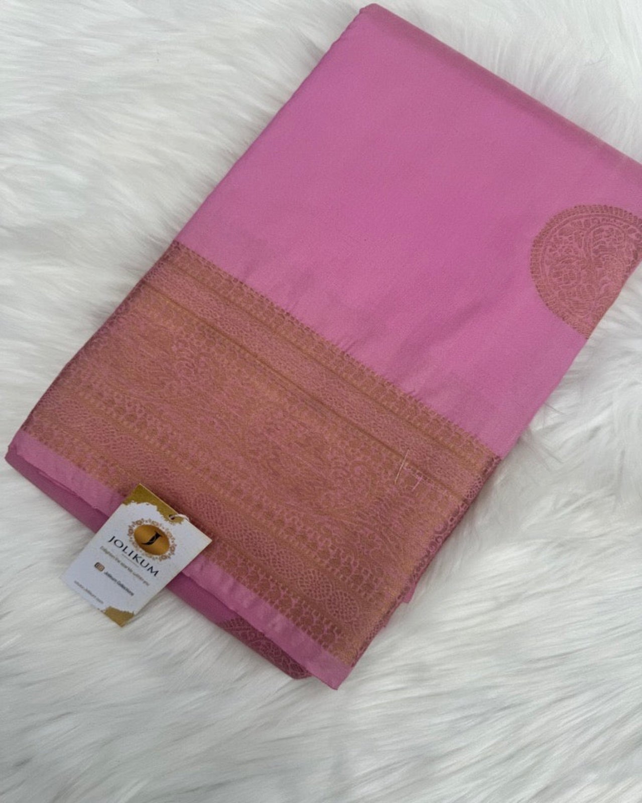 Candy Pink Saree with Rose Gold Motif