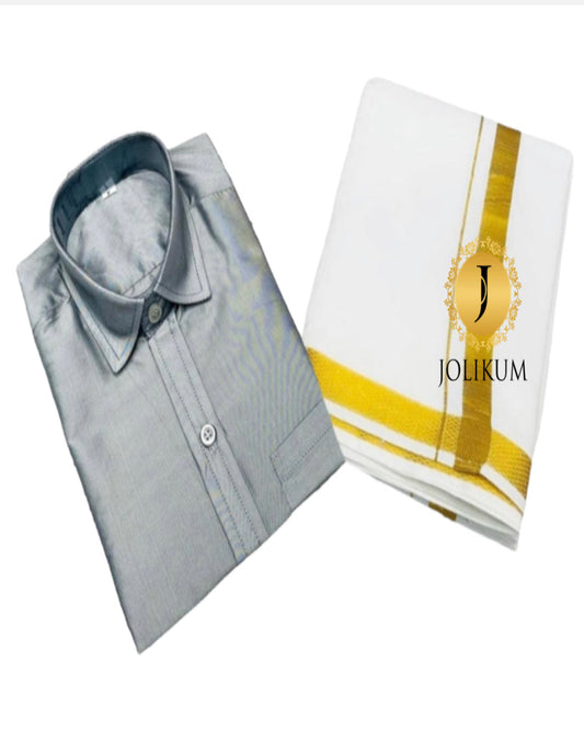Kids Grey Shirt & Dhoti Set