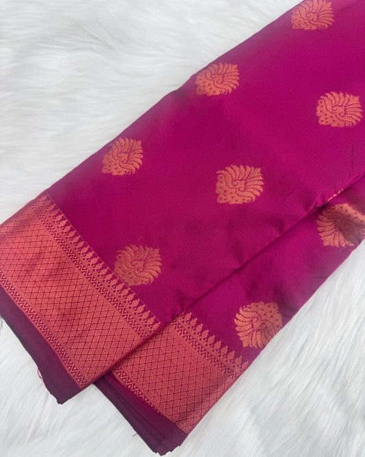 Hot Pink Saree with Rose Gold Motifs