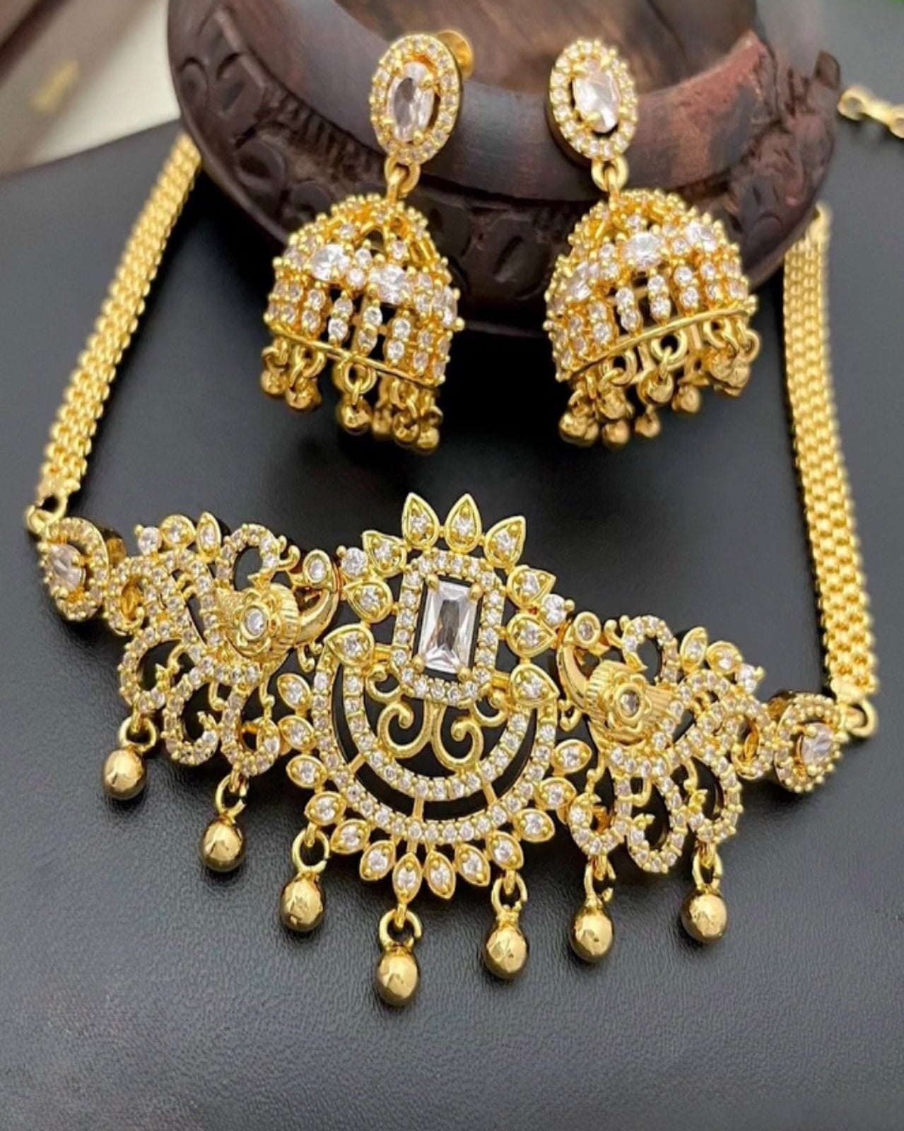 Divine Peacock Gold Bridal Set