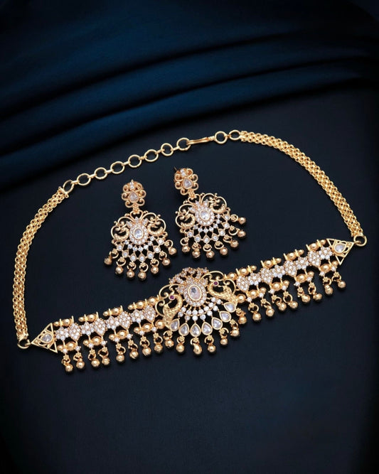 gold choker with earring