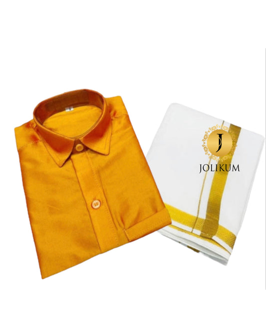 Kids Orange Shirt & Dhoti Set