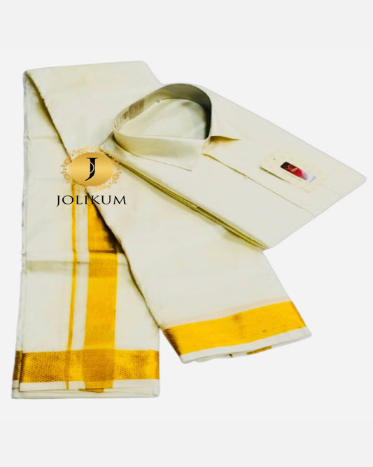 Gold Dhoti & Shirt Set