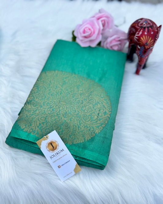 Pastel Green Semi-Silk Saree