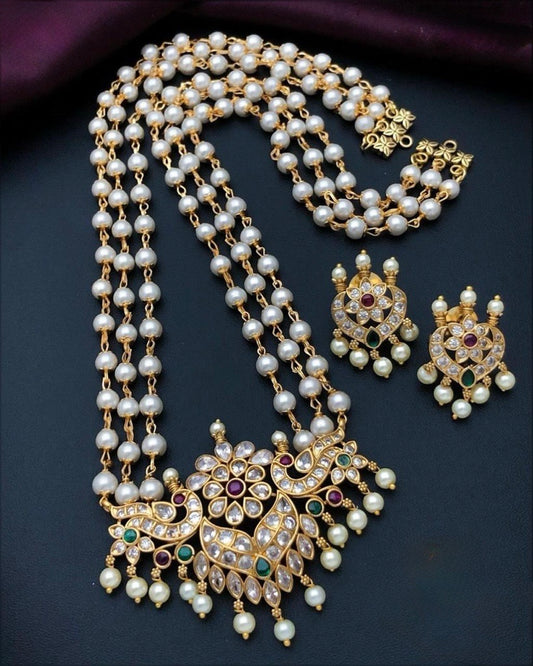 Pearl and Stone-Studded Bridal Haram Set