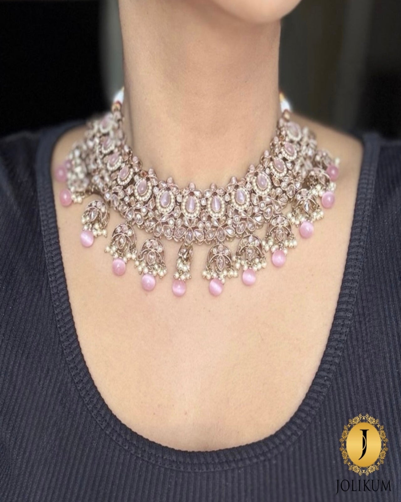 Pink Polki Choker Set