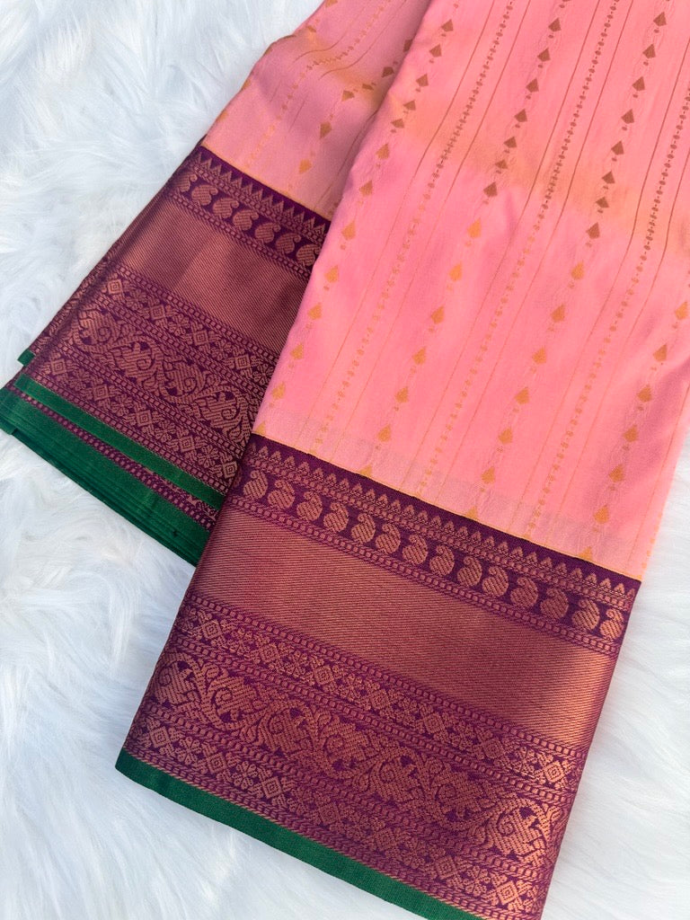 Pink Vairu Oosi Pattu Kanchipuram saree
