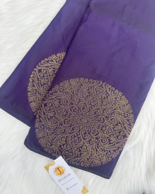 Purple Saree with Gold Round Buddha Motifs