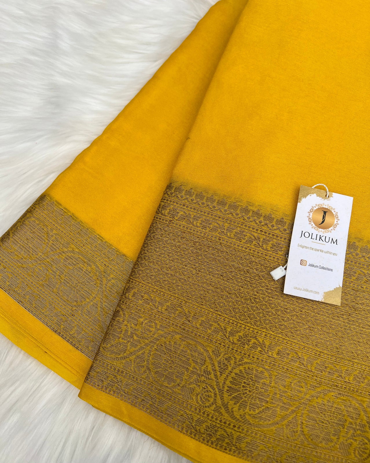 Mustard Cotton Silk Saree with Elegant Copper Border