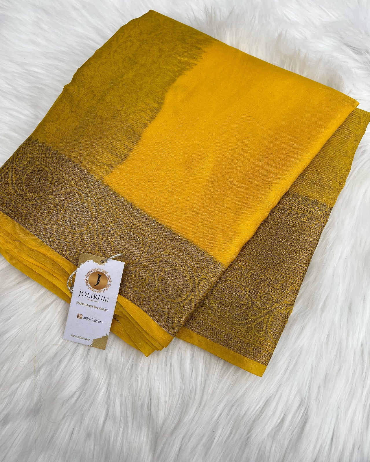 Mustard Cotton Silk Saree with Elegant Copper Border