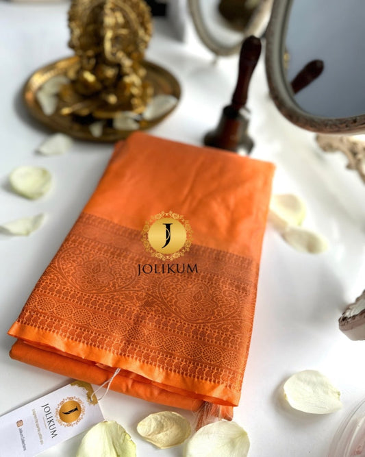 Radiant Orange Semi Silk Saree