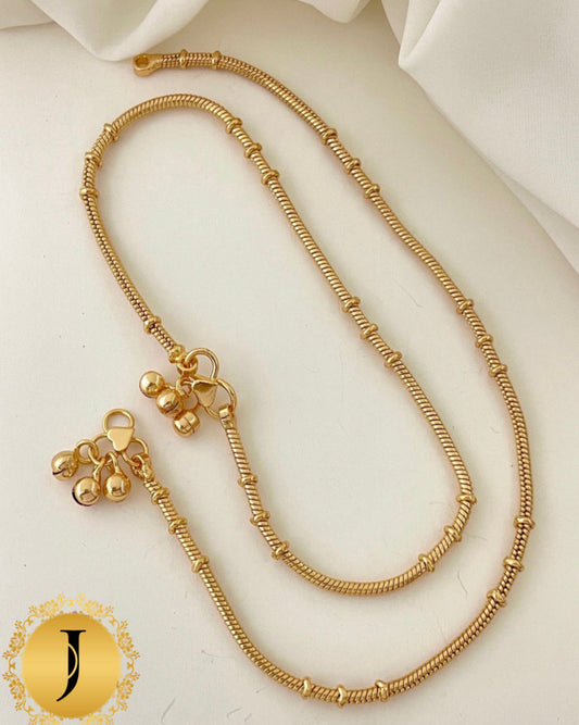 Golden Anklet with Tiny Rings