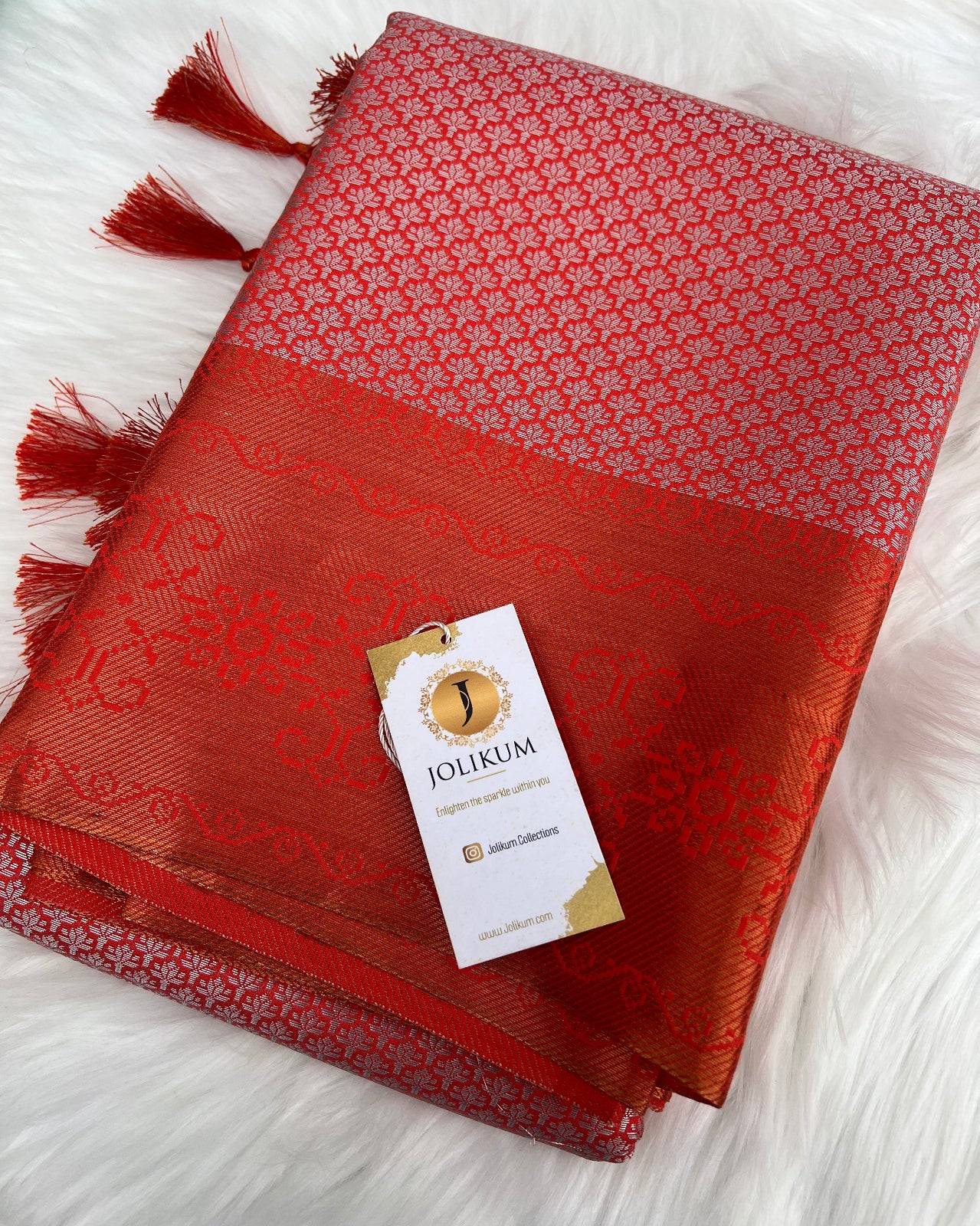 Bold Dark Orange Tussar Silk Saree with Timeless Elegance