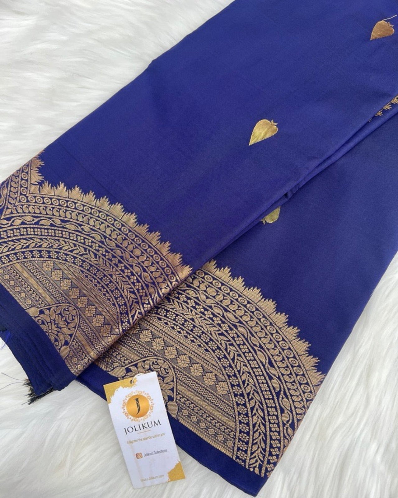 Navy Blue Semi-Silk Saree with Intricate Turning Border