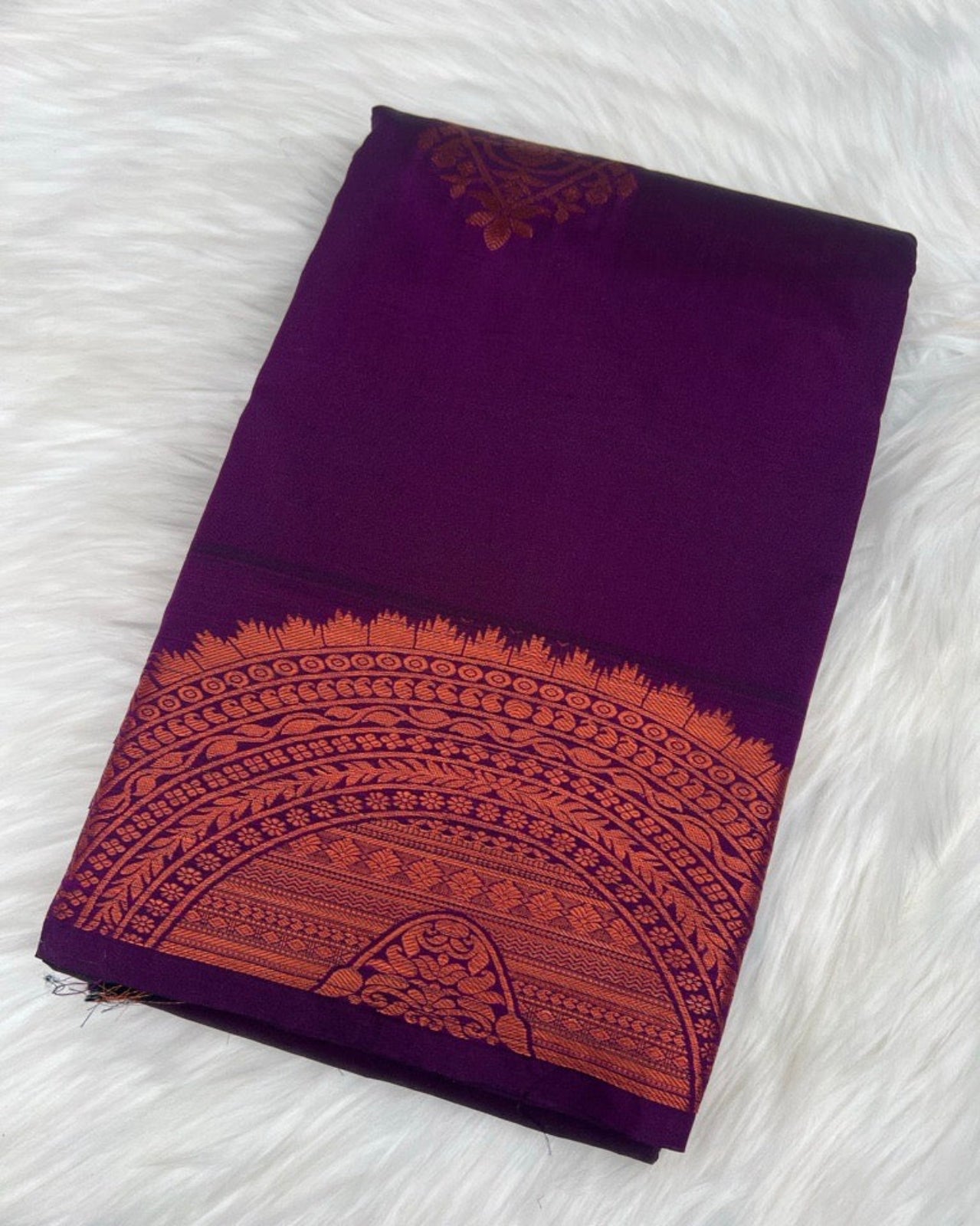 Purple Semi-Silk Saree with Intricate Turning Border