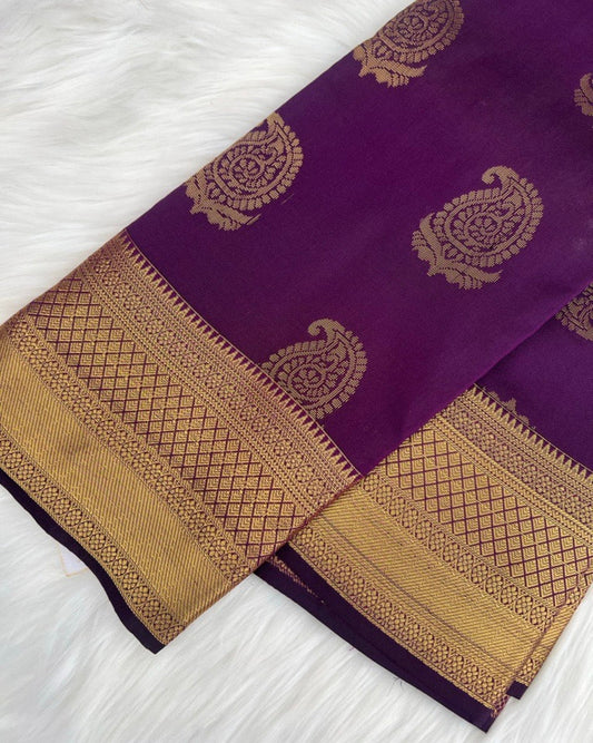 Elegant Semi-Silk Saree with Classic Gold Border
