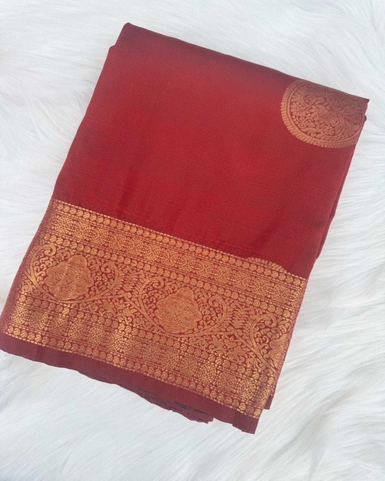 Maroon Semi-Silk Saree with Gold Zari