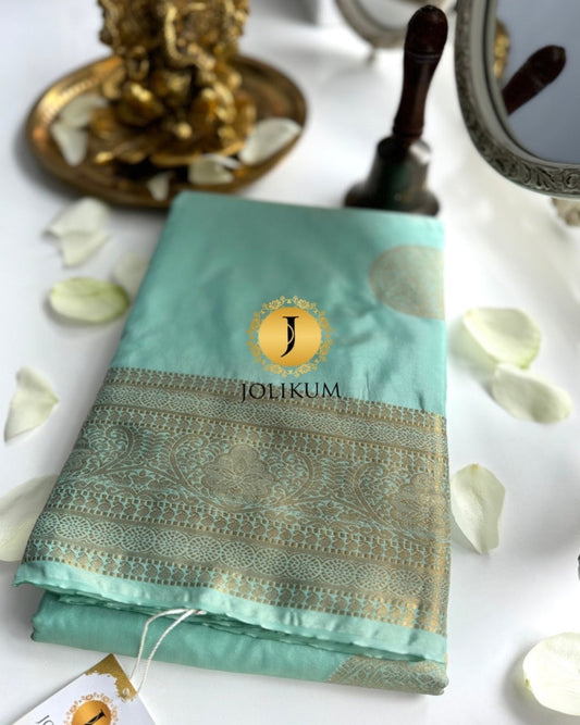 Serene Light Blue Semi Silk Saree